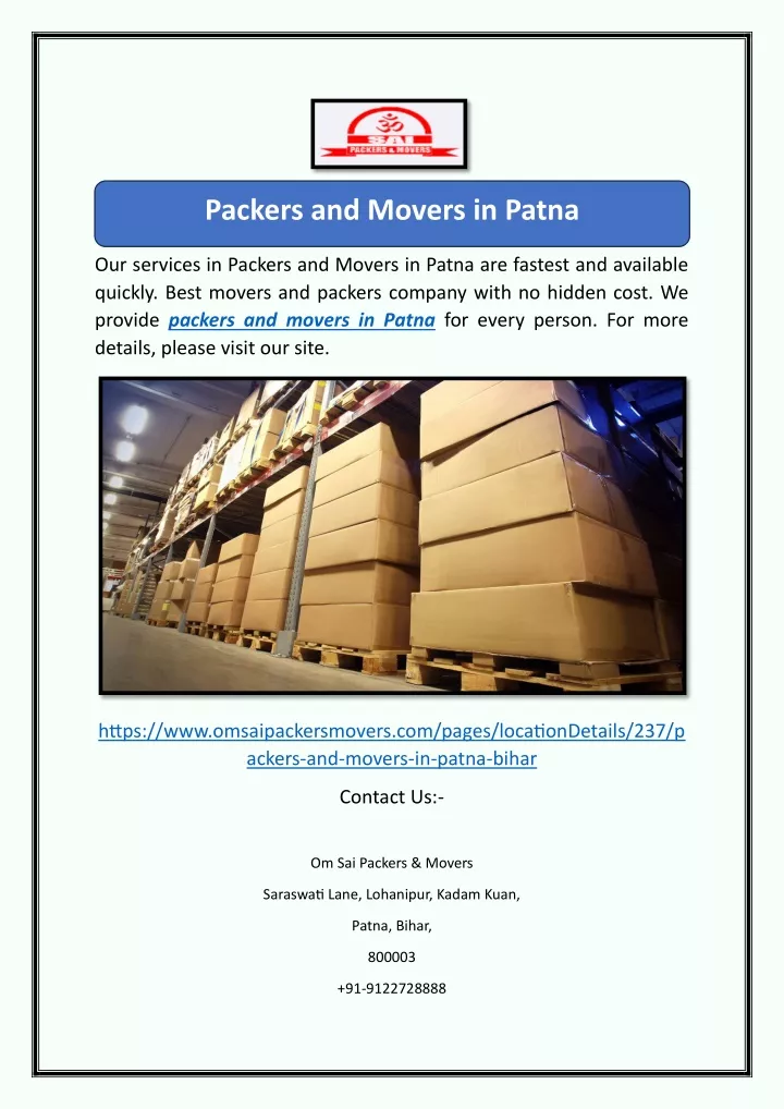 packers and movers in patna