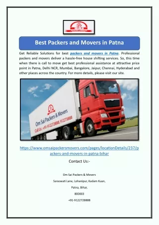 best packers and movers in patna