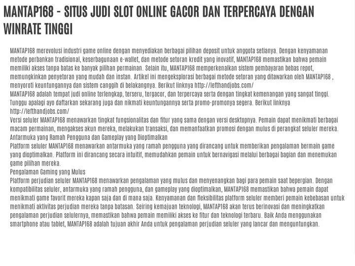 mantap168 situs judi slot online gacor