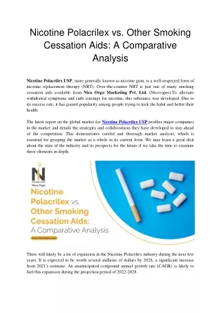 Nicotine Polacrilex vs. Other Smoking Cessation Aids_ A Comparative Analysis