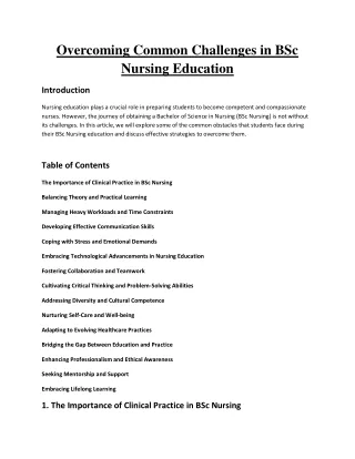 Overcoming Common Challenges in BSc Nursing Education