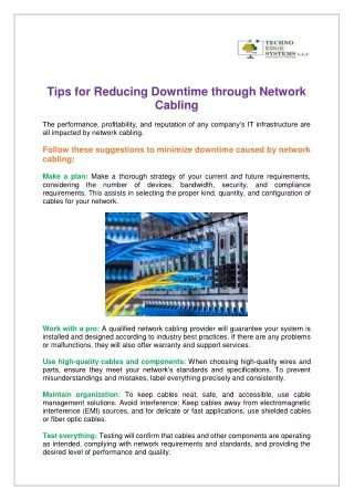 tips for reducing downtime through network cabling