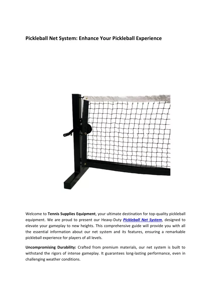 pickleball net system enhance your pickleball