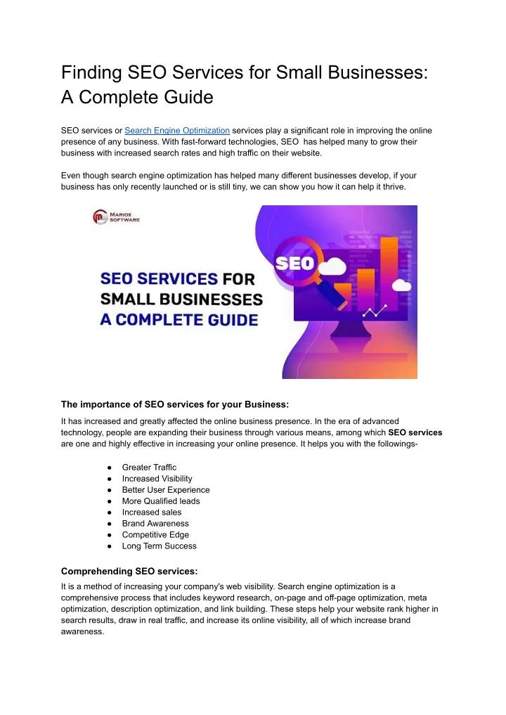 finding seo services for small businesses