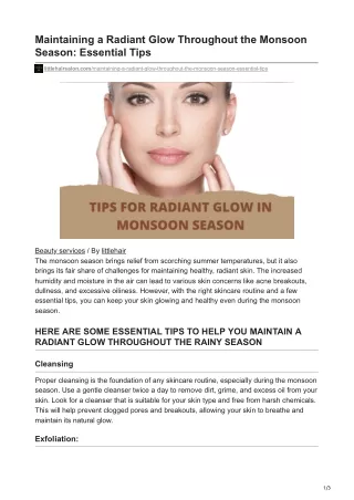 Maintaining a Radiant Glow Throughout the Monsoon Season Essential Tips