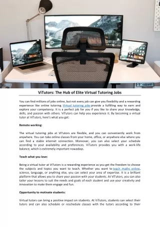 ViTutors: The Hub of Elite Virtual Tutoring Jobs