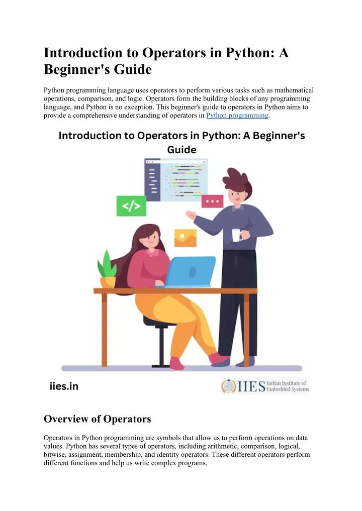 introduction to operators in python a beginner