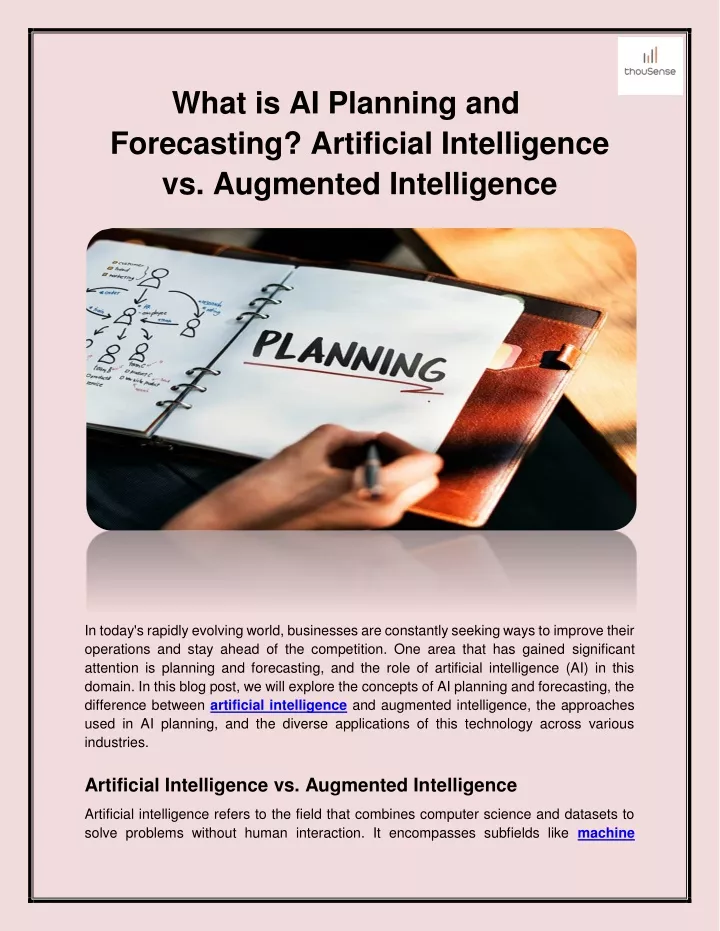 what is ai planning and forecasting artificial