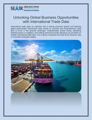 Unlocking Global Business Opportunities with International Trade Data
