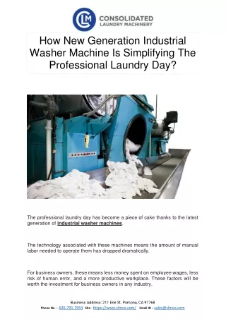 How New Generation Industrial Washer Machine Is Simplifying The Professional Laundry Day