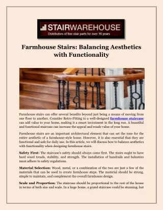 Farmhouse Stairs Balancing Aesthetics with Functionality