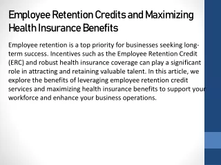 Employee Retention Credit Services
