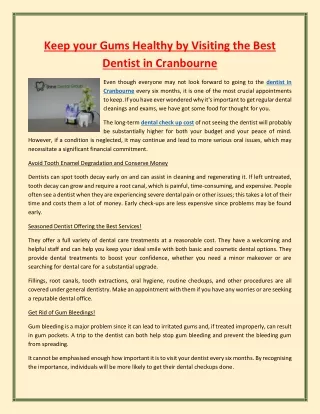 Keep your Gums Healthy by Visiting the Best Dentist in Cranbourne
