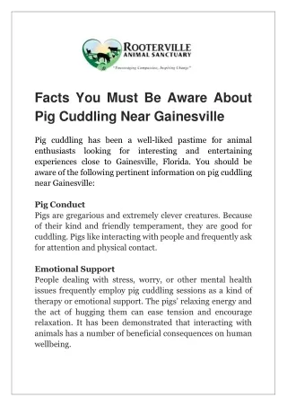 Facts You Must Be Aware About Pig Cuddling Near Gainesville