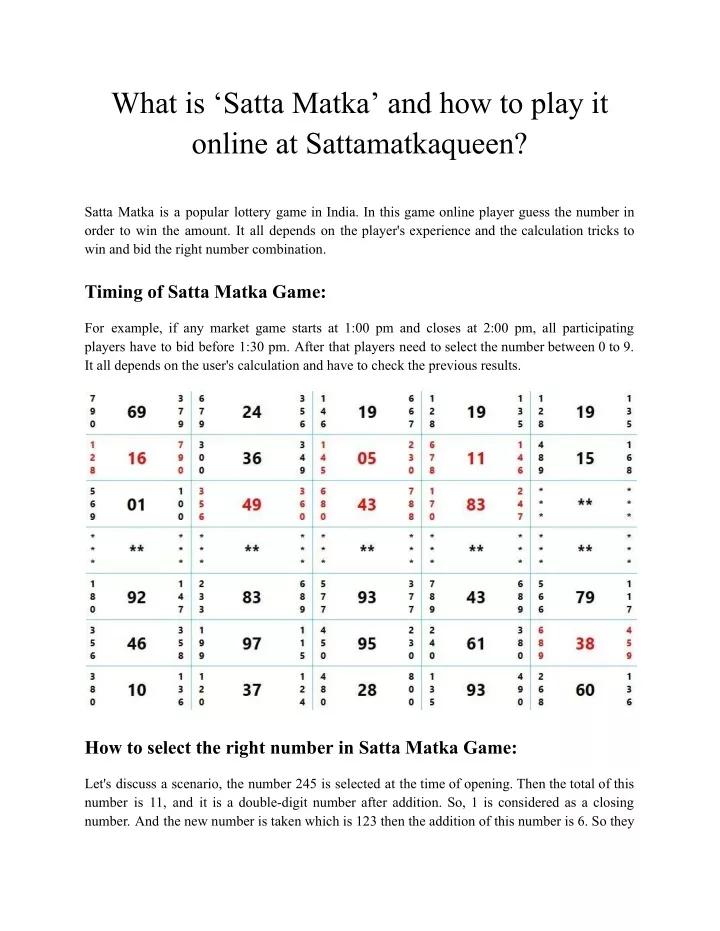 what is satta matka and how to play it online