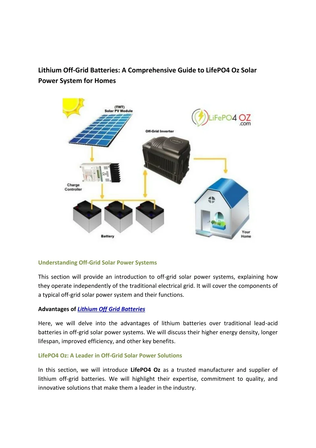 PPT - Lithium Off-Grid Batteries: A Comprehensive Guide to LifePO4 Oz ...