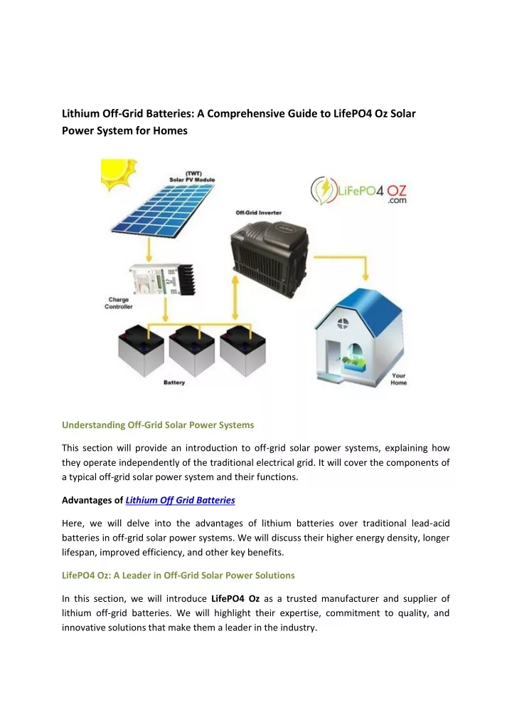 lithium off grid batteries a comprehensive guide