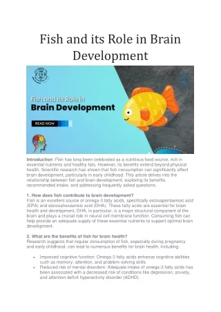 Fish and its Role in Brain Development