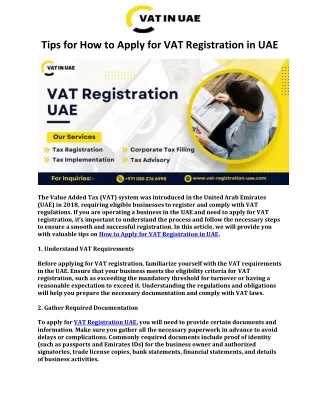 Tips for How to Apply for VAT Registration in UAE