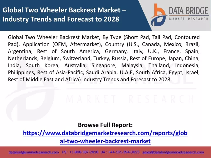 global two wheeler backrest market industry