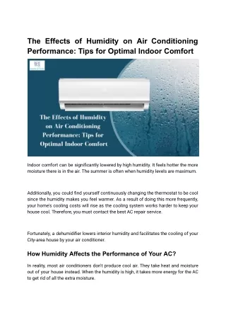 The Effects of Humidity on Air Conditioning Performance_ Tips for Optimal Indoor Comfort