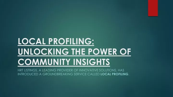 local profiling unlocking the power of community insights
