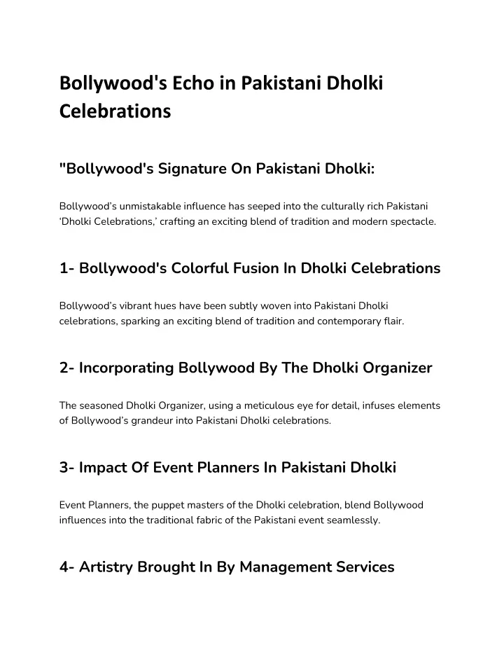 PPT - Bollywood's Echo in Pakistani Dholki Celebrations PowerPoint ...