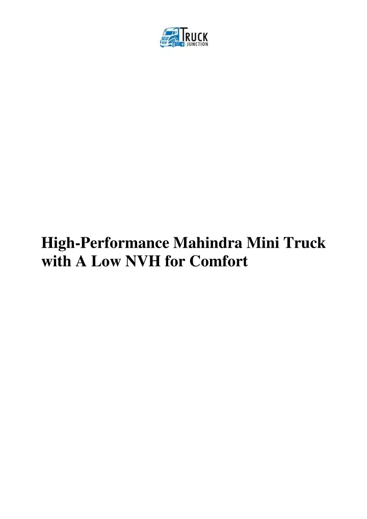 high performance mahindra mini truck with