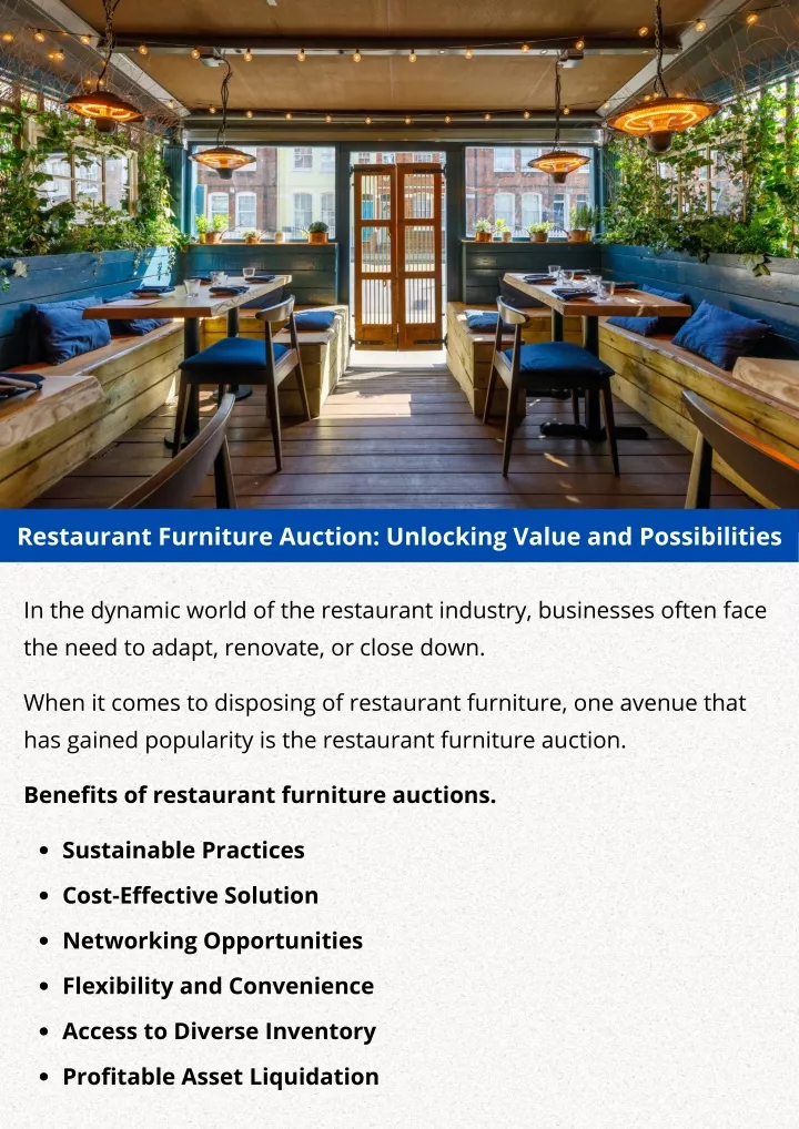 restaurant furniture auction unlocking value