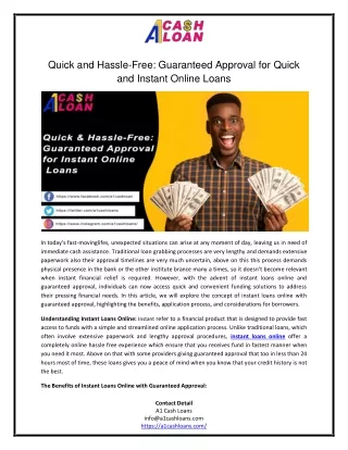 Quick and Hassle-Free: Guaranteed Approval for Instant Online Loans