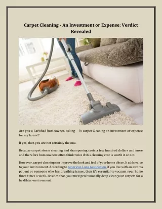 Carpet Cleaning An Investment or Expense Verdict Revealed