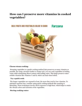 how can i preserve more vitamins in cooked