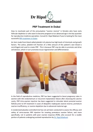 PRP Treatment in Dubai