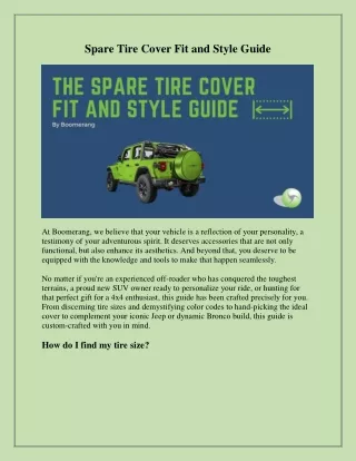 Spare Tire Cover Fit and Style Guide | Boomerang Automotive