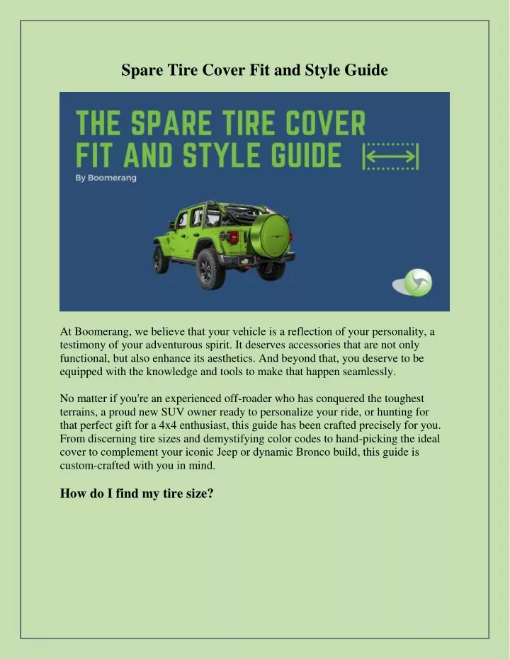spare tire cover fit and style guide