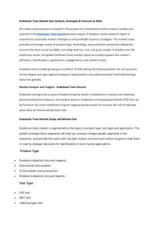 endotoxin tests market size outlook strategies