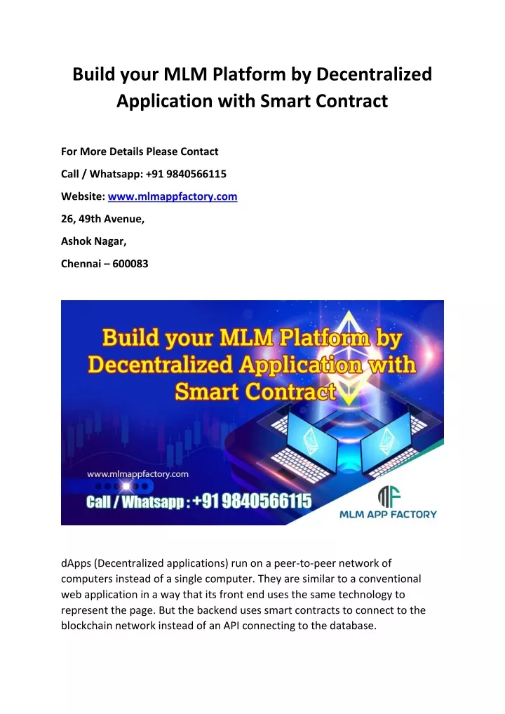 build your mlm platform by decentralized