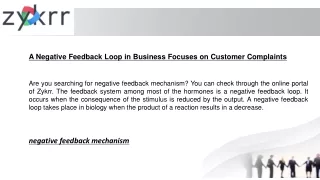 A Negative Feedback Loop in Business Focuses on Customer Complaints