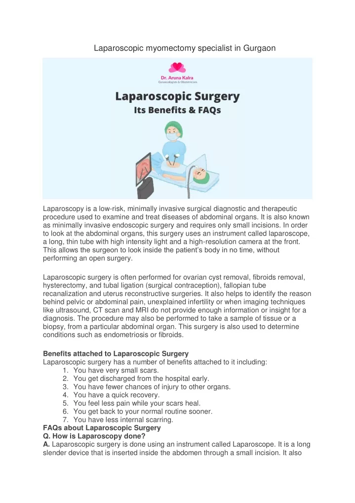laparoscopic myomectomy specialist in gurgaon