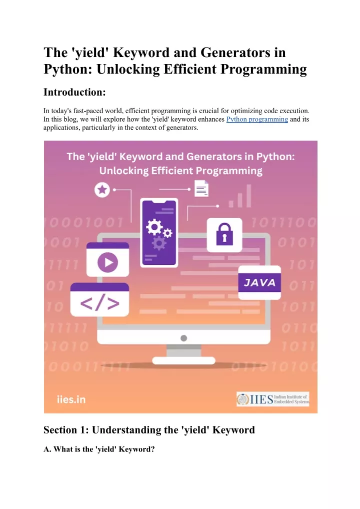 the yield keyword and generators in python