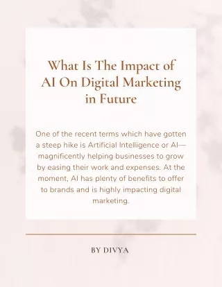 What Is The Impact of AI On Digital Marketing in Future