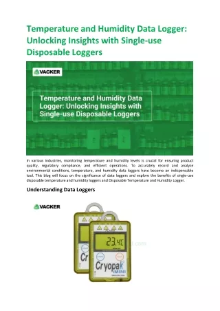 Unlocking Insights with Single-use Disposable Loggers