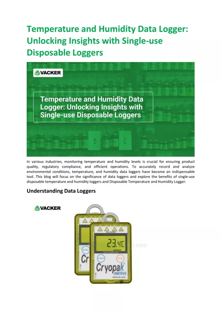 temperature and humidity data logger unlocking insights with single use disposable loggers