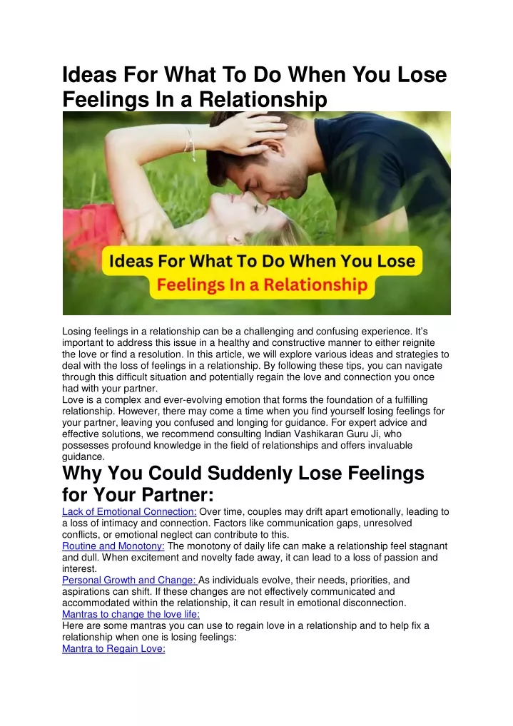 ideas for what to do when you lose feelings