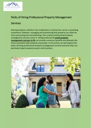 The Advantages of Engaging Professional Property Management Services