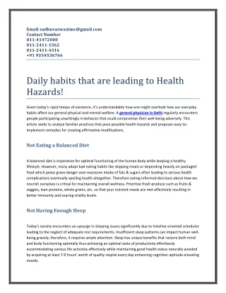 Daily habits that are leading to Health Hazards