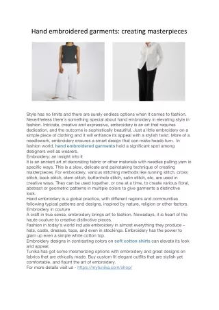 hand embroidered garments creating masterpieces