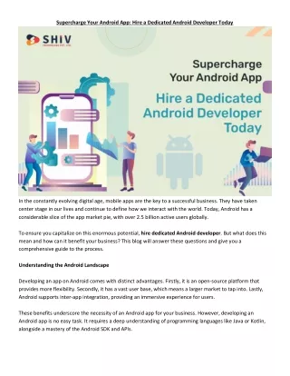 supercharge your android app hire a dedicated
