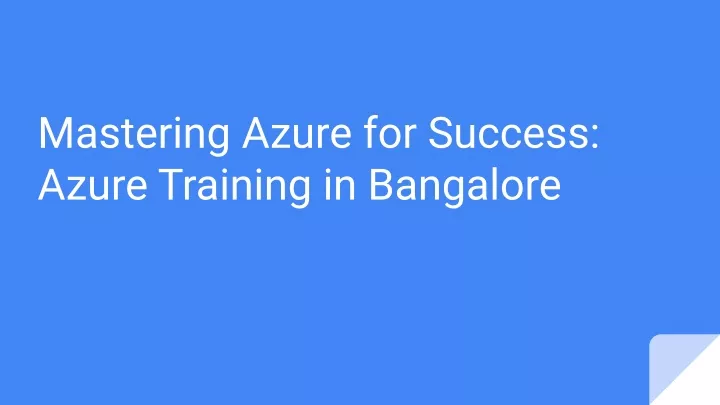 mastering azure for success azure training