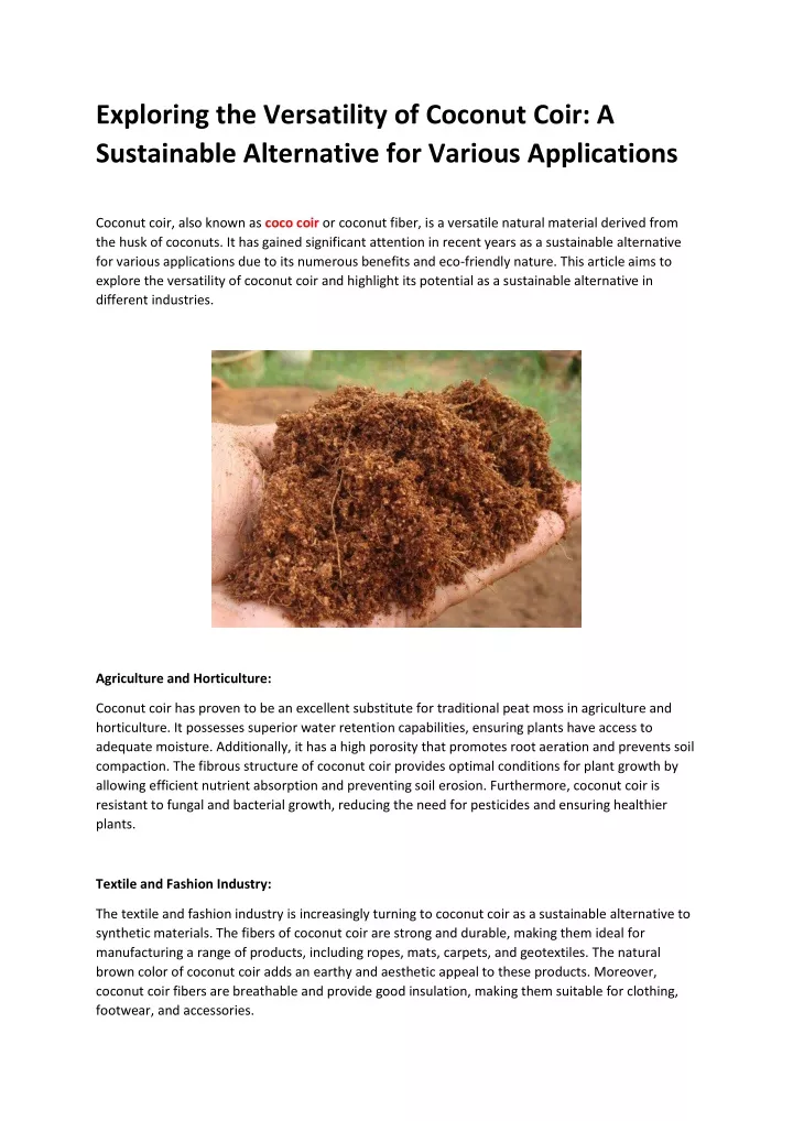 exploring the versatility of coconut coir